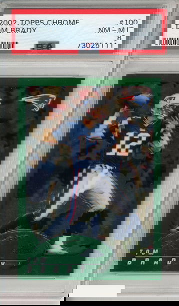 2002 TOPPS CHROME TOM BRADY #100 NEW ENGLAND PATRIOTS PSA 8 NM-MT