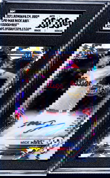 2021 Bowman Chrome Prospects #CPA-MAB Mick Abel Auto. Atomic Ref. /100 SGC 10