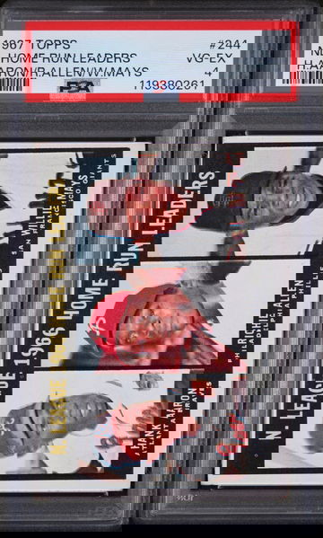 1967 Topps #244 Hank Aaron Richie Allen Willie Mays NL Home Run Leaders PSA 4