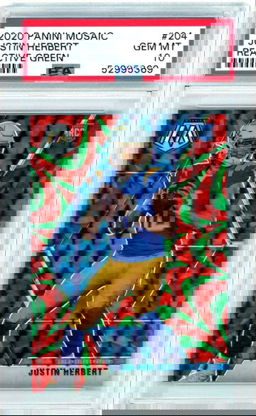 Justin Herbert 2020 Panini Mosaic Green Reactive RC PSA 10 Gem Mint