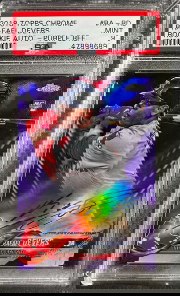 2018 Topps Chrome Rafael Devers Rookie Auto Purple Refractor #/250 PSA 9