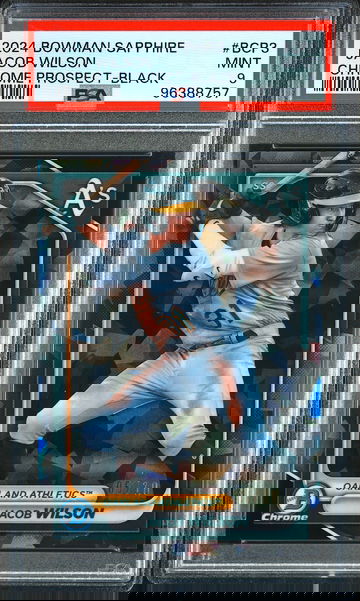 JACOB WILSON 2024 BOWMAN SAPPHIRE CHROME PROSPECT BLACK PSA 9 #05/10