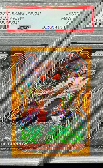 2020 Prizm Joe Burrow Orange Lazer Rookie PSA 9