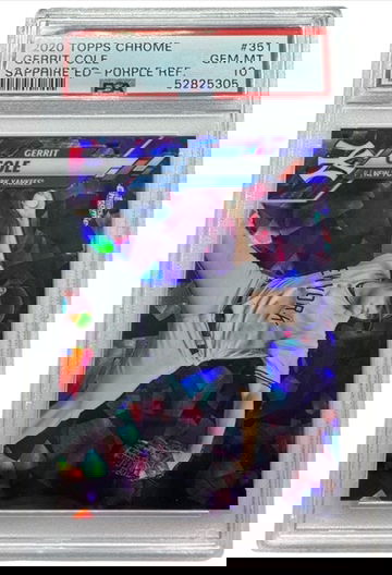 2020 Topps Chrome Sapphire Gerrit Cole PURPLE /10 PSA 10 - 1ST YANKEE Card Pop 1