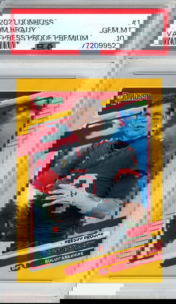 2021 PANINI DONRUSS TOM BRADY #1 VARIATION PRESS PROOF PREMIUM PSA 10 GEM MT