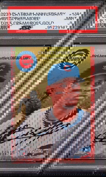 2023 Topps Chrome #184 Christopher Morel Platinum Anniversary /75 PSA 9