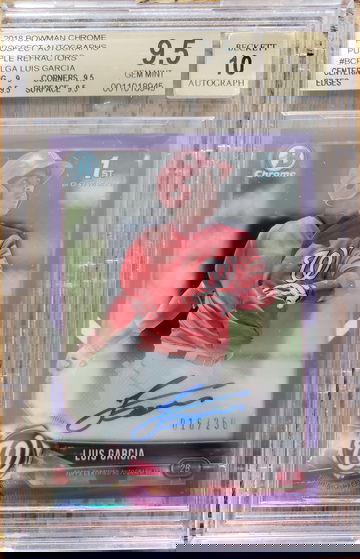 2018 Bowman Luis Garcia Purple Refractor Auto #016/250 BGS 9.5