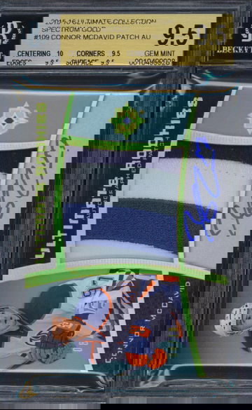 2015-16 Upper Deck Ultimate Collection Spectrum Gold Rookie Patch Autograph #109 Connor McDavid /10 BGS 9.5