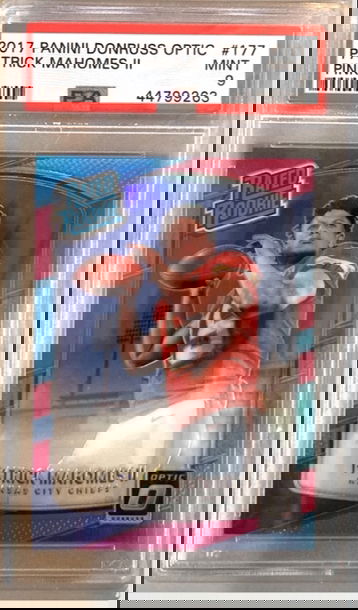 Patrick Mahomes 2017 Panini Donruss Optic Pink #177 PSA 9