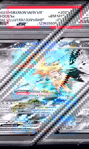 2023 POKEMON MEW EN ZAPDOS ex SPECIAL ILLUSTRATION RARE PSA #202 GEM MT 10
