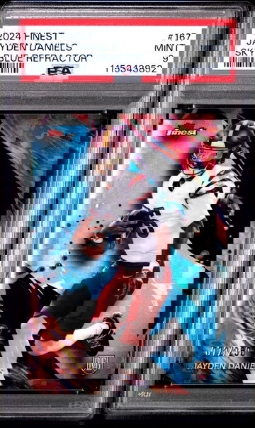 2024 Topps Finest Sky Blue Refractor Jayden Daniels #167 RC /250 PSA 9