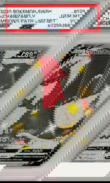 2020 POKEMON SWORD SHIELD CHAMPIONS PATH FA CHARIZARD V #079 SECRET PSA 10