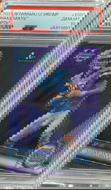 2023 Bowman Chrome University Drake Maye Purple 176/399 PSA 10 pop 8