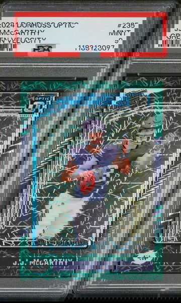 2024 Donruss Optic Rated Rookie Green Velocity JJ Mccarthy #235 PSA 9