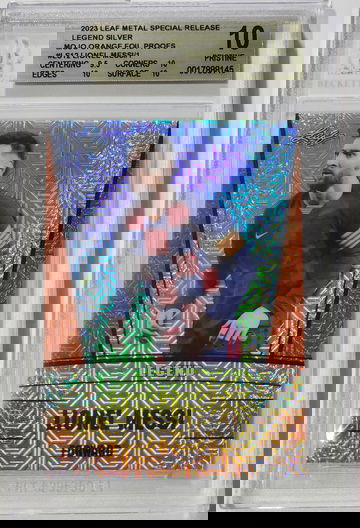 2023 LEAF METAL SPECIAL RELEASE LEGEND SILVER MOJO ORANGE FOIL PROOF #LS12 LIONEL MESSI 1 OF 1!! BGS 10!!