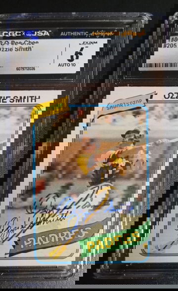 1980 o-pee-chee #205 Ozzie Smith CGC 6 JSA Auto 10 