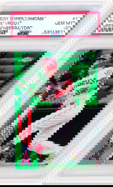 2020 Topps Chrome #1 Mike Trout Green Refractor PSA 10 GEM MINT!