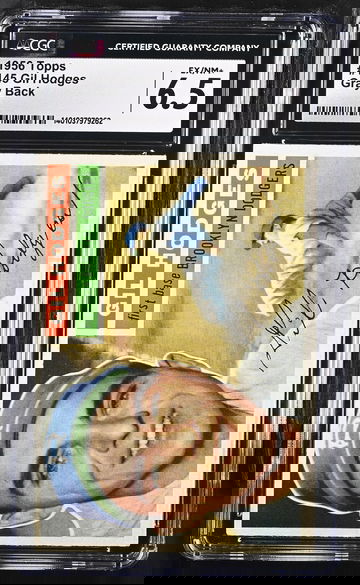 1956 TOPPS GIL HODGES GRAY BACK #145 CGC 6.5 BS.B2.46