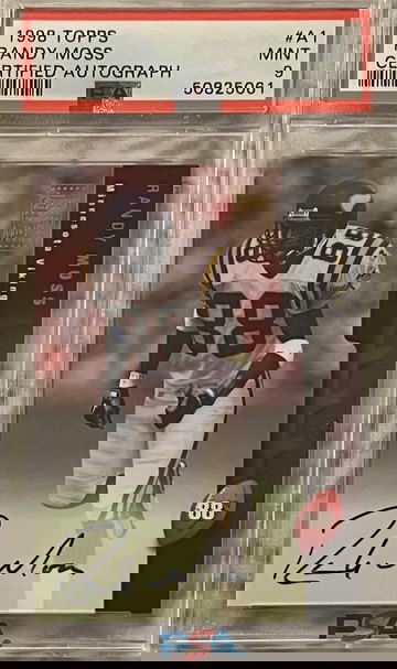 1998 Topps Randy Moss Autographed Rookie Card PSA 9