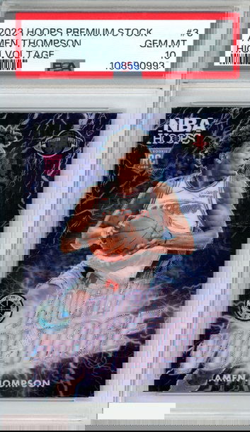 2023 PANINI HOOPS PREMIUM STOCK HIGH VOLTAGE AMEN THOMPSON #3 ROOKIE RC PSA 10