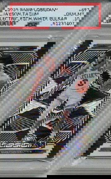 2019 PANINI OBSIDIAN ELECTRIC ETCH WHITE PULSAR #87 JAYSON TATUM PSA 10 LOW POP