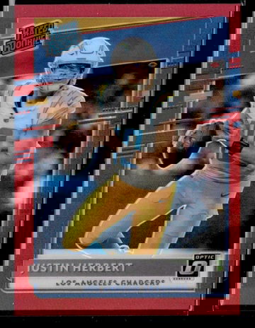 2020 Panini Donruss Optic Preview Red Rated Rookie Justin Herbert #P-303 RC /99