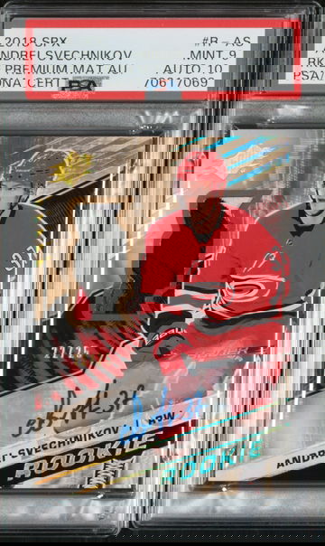 2018 SPX Rookie Premium Material Autograph Andrei Svechnikov PSA 9 POP 1!