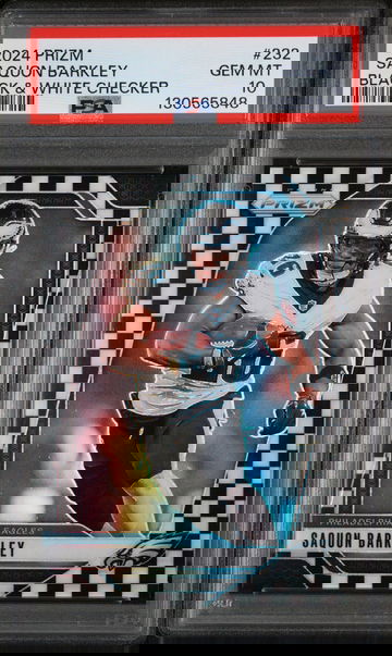 2024 Panini Prizm Black and White Checker Prizm Saquon Barkley #232 PSA 10