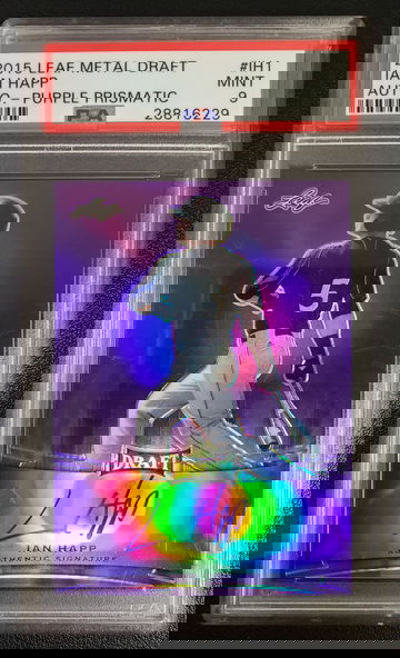 Ian Happ 2015 Leaf Draft Purple Refractor RC On Card Auto /25 Autograph PSA 9