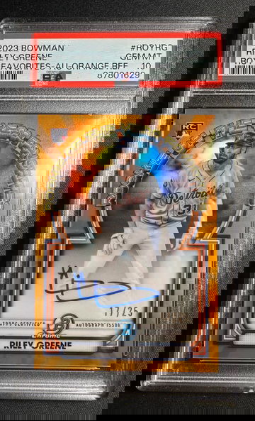 2023 Bowman Chrome Riley Greene ROY Favorites Orange Refractor /25 PSA 10 #ROYRG