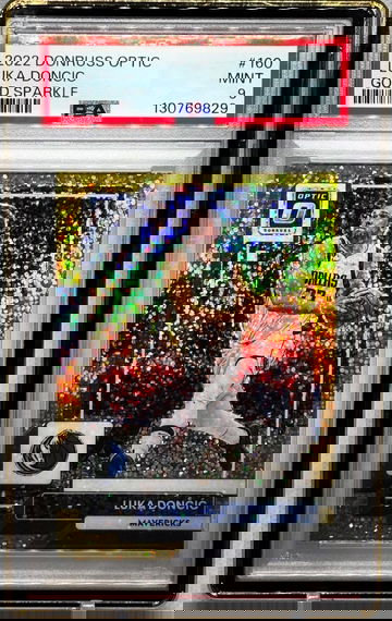 2022-23 Donruss Optic #160 Luka Doncic Gold Sparkle Prizm SSP #/24 PSA 9 POP 1