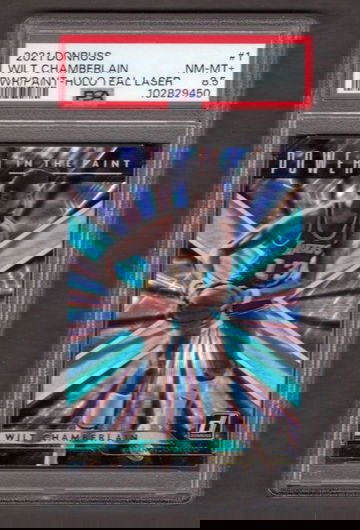 2021 Donruss Power in the Paint Holo Teal Laser #1 Wilt Chamberlain PSA 8.5