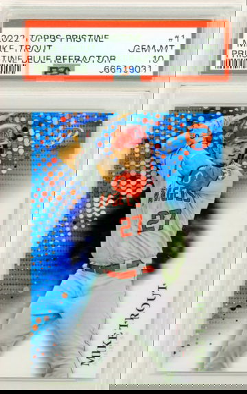 2022 Topps Pristine #1 Mike Trout Pristine Blue Refractor PSA 10 GEM MINT!