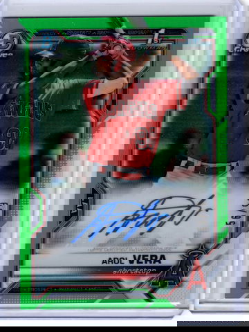 Arol Vera GREEN REFRACTOR AUTO 56/99 2021 Bowman Chrome 1st #CPAAVE Angels 