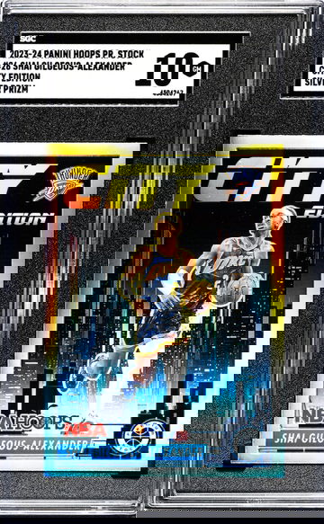 2023-24 Panini Hoops Premium Stock #26 Shai Gilgeous-Alexander City Ed. Silver Prizm SGC 10
