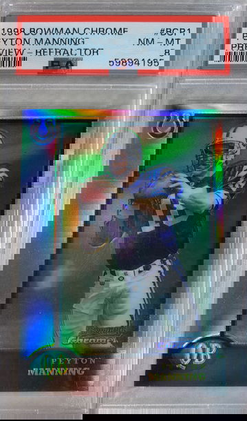 1998 Bowman Chrome Peyton Manning Refractor PSA 8