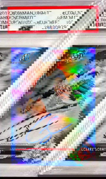 2017 Bowman Draft Clarke Schmidt Blue Refractor auto /150 PSA 10