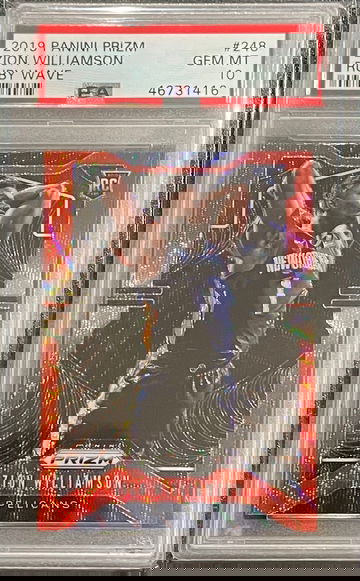 2019-20 Panini Prizm Zion Williamson Rookie Ruby Wave PSA 10