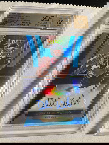 Deshaun Watson 2017 Select Signatures Prizm Light Blue Auto BGS 9.5/10 