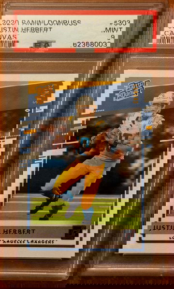 2020 Panini Donruss Justin Herbert Canvas PSA 9