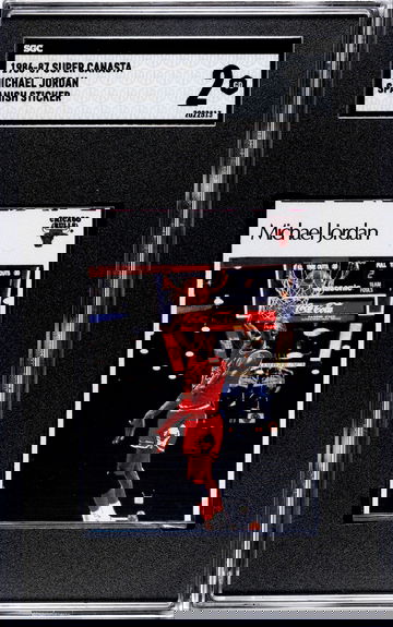 1986 Super Canasta Spanish Sticker Michael Jordan ROOKIE RC SGC 2