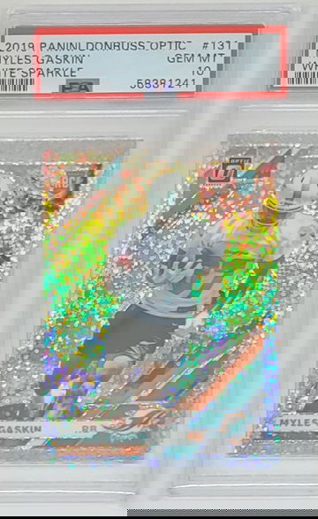 2019 OPTIC MYLES GASKIN WHITE SPARKLE PRIZM SSP RC #131 PSA 10 DOLPHINS #/20 POP 1