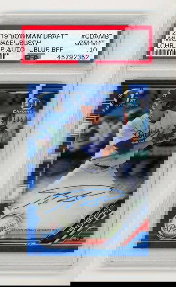 2019 Bowman Chrome MICHAEL BUSCH Blue Refractor Auto RC PSA 10 Cubs #020/150