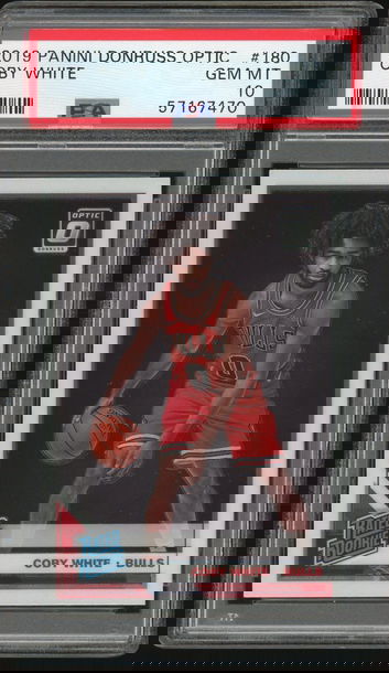 2019-20 Panini Donruss Optic Coby White RC #180 PSA 10 GEM MT Chicago Bulls Rookie Card