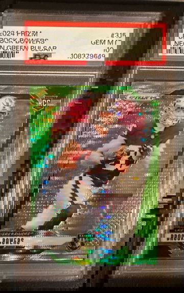 2024 Panini Prizm Brock Bowers Neon Green Pulsar PSA 10