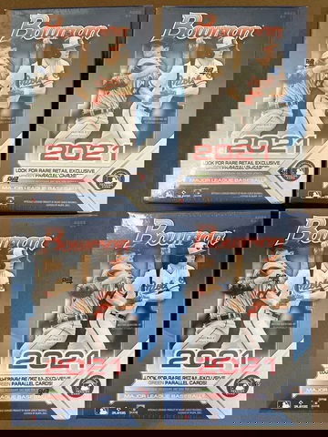 2021 Topps Bowman Retail Exclusive Blaster Box Lot of 4