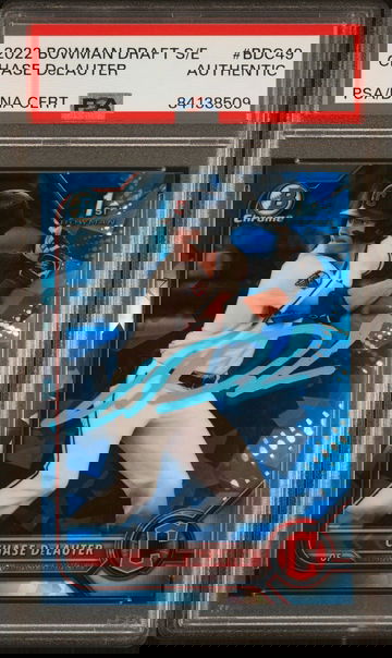 2022 Bowman Chrome Draft Sapphire Chase DeLauter Auto PSA