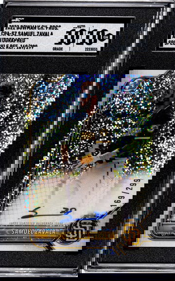 2022 Bowman Chrome Samuel Zavala Auto Speckle Refractor 169/299! SGC 10/ 10 GEM MINT