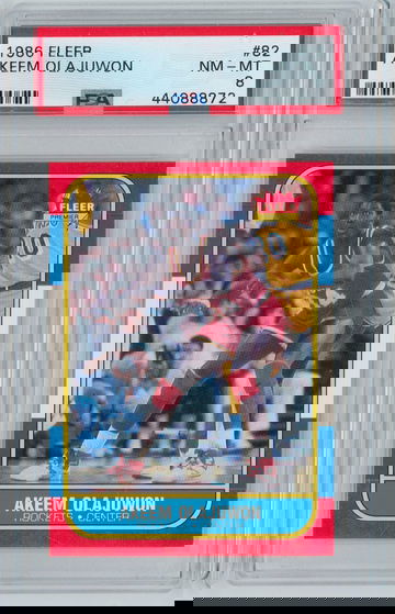 1986 Fleer Basketball Hakeem Olajuwon ROOKIE RC #82 PSA 8 NM-MT