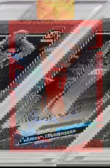 2023-24 Panini Donruss Optic Amen Thompson #287 Red Mojo Rated Rookie RC Auto